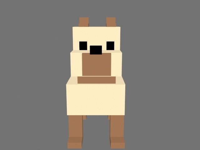 Voxel  Dog Low-poly 3D model_1