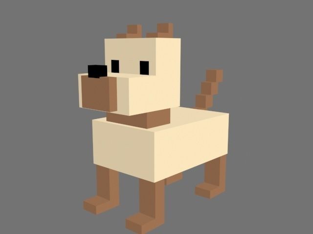 Voxel  Dog Low-poly 3D model_2