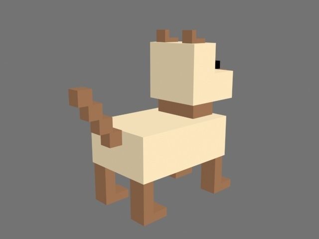 Voxel  Dog Low-poly 3D model_4