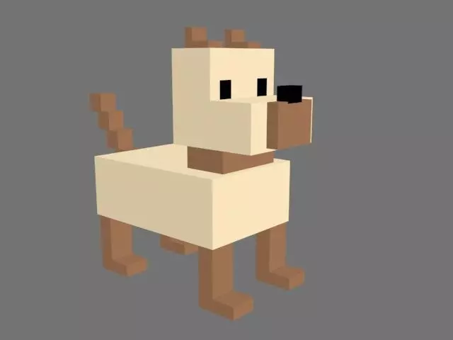 Voxel  Dog Low-poly 3D model_0