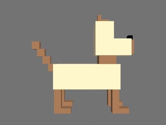 Voxel  Dog Low-poly 3D model_5