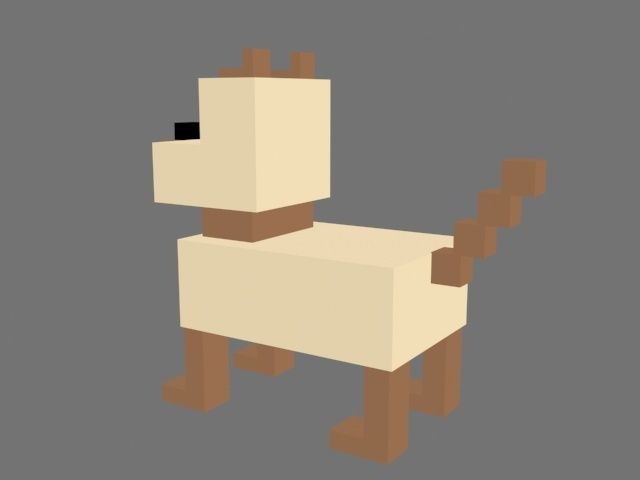 Voxel  Dog Low-poly 3D model_3