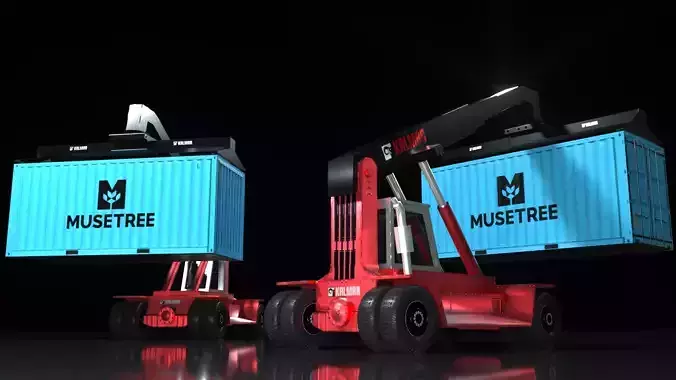 Kalmar forklift truck with container Low-poly 3D model