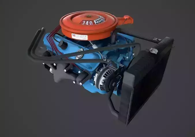 MOPAR V8 lowpoly Low-poly 3D model
