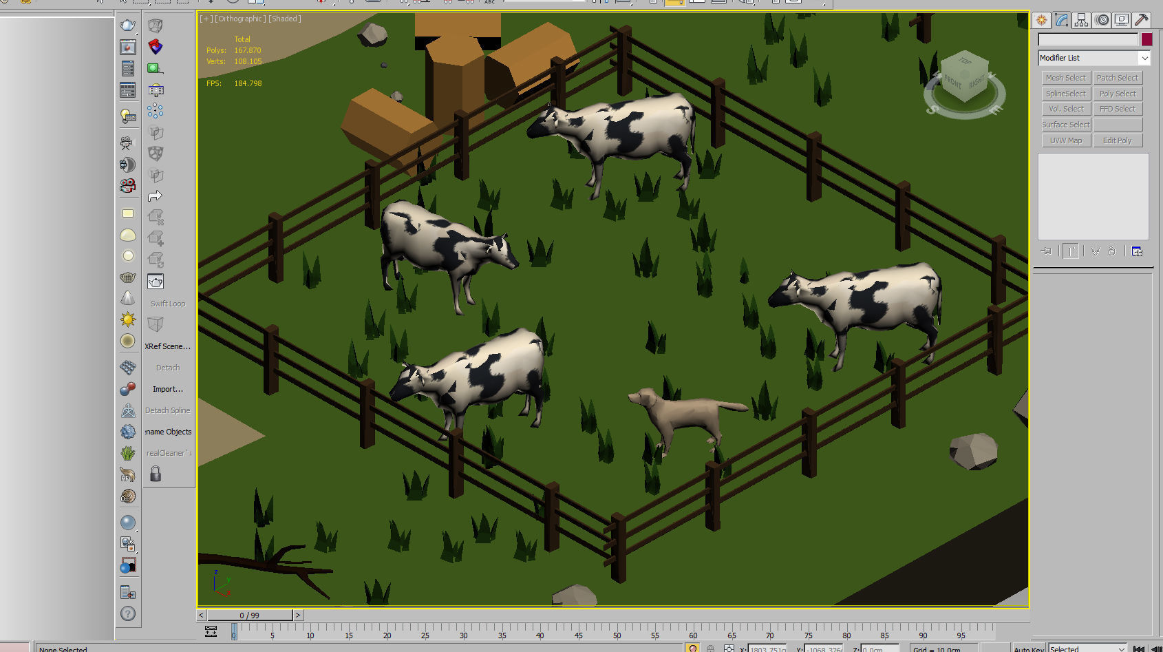 low poly farm with animals and trees 3D model_6