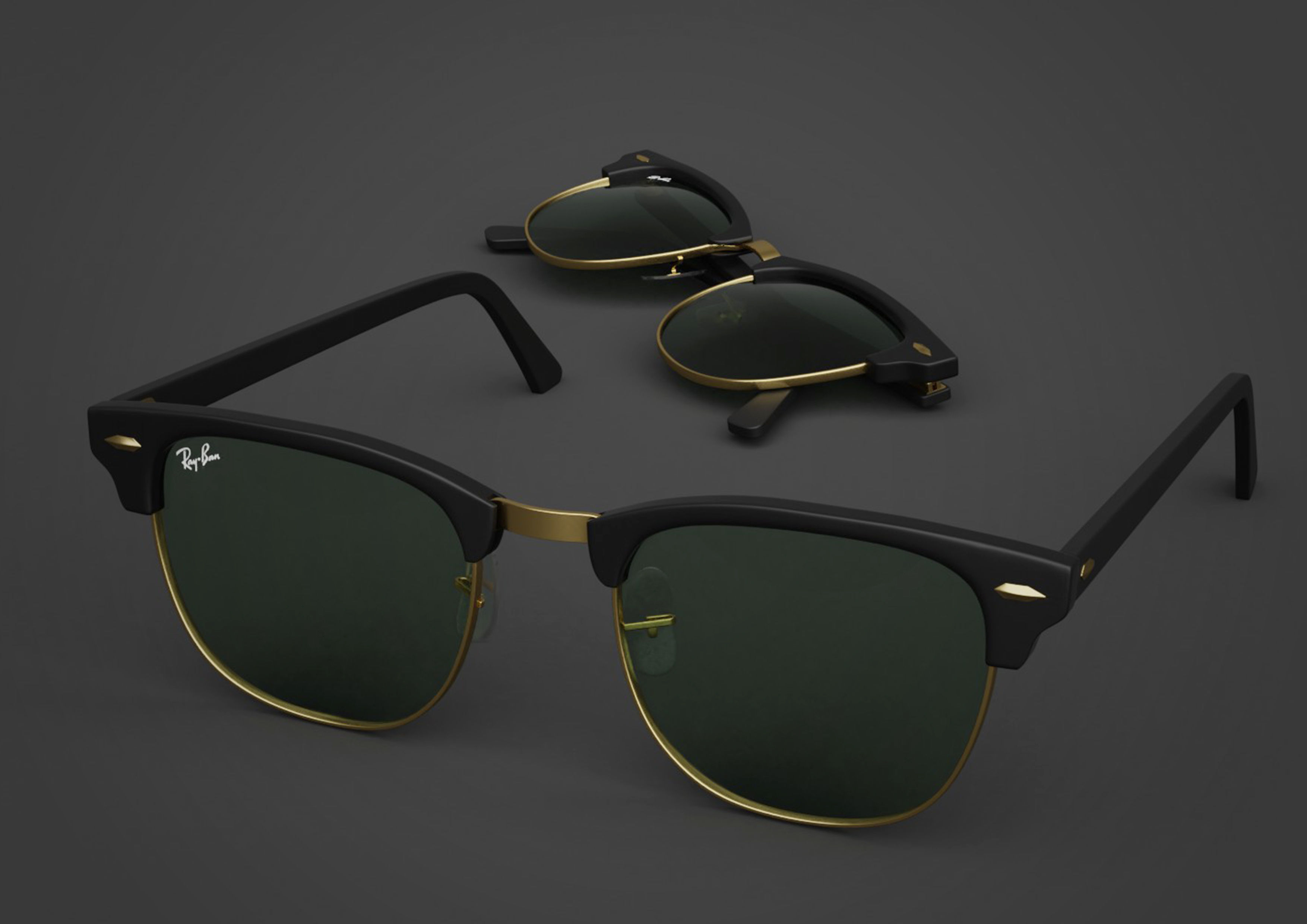 RayBan-Clubmaster-glasses pair of sunglasses 3D model_1