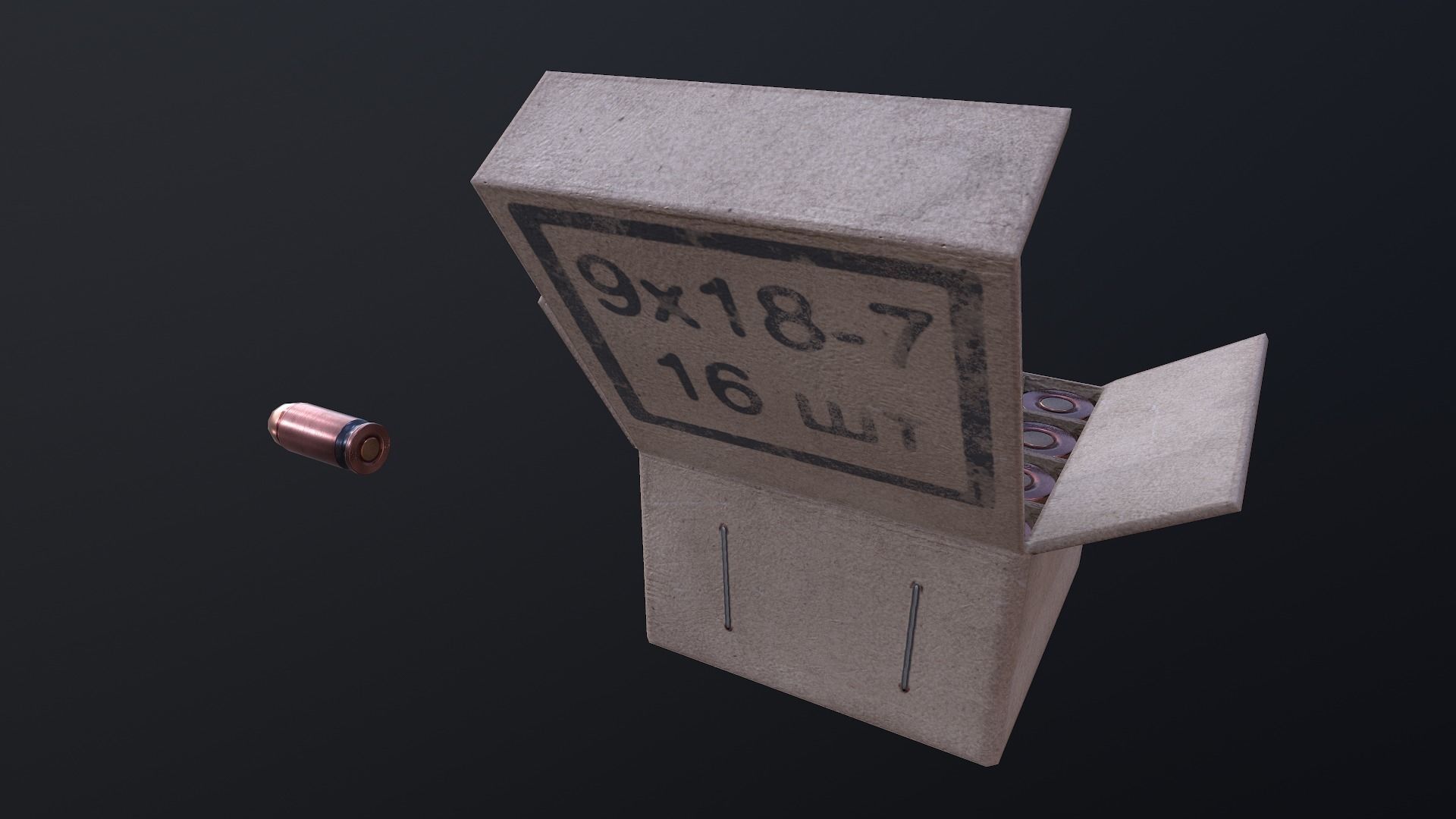 Ammo Box and cartridges Free low-poly 3D model_4