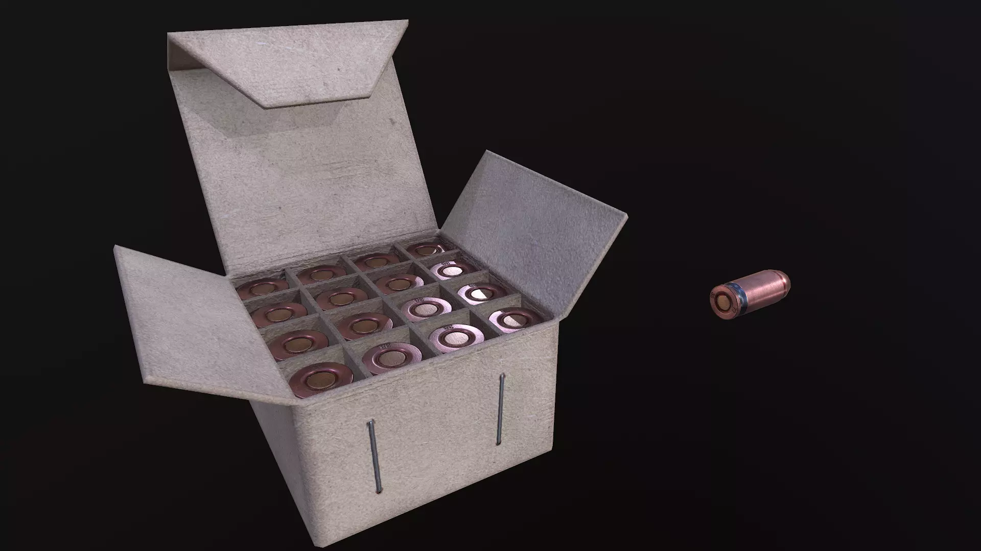 Ammo Box and cartridges Free low-poly 3D model_0