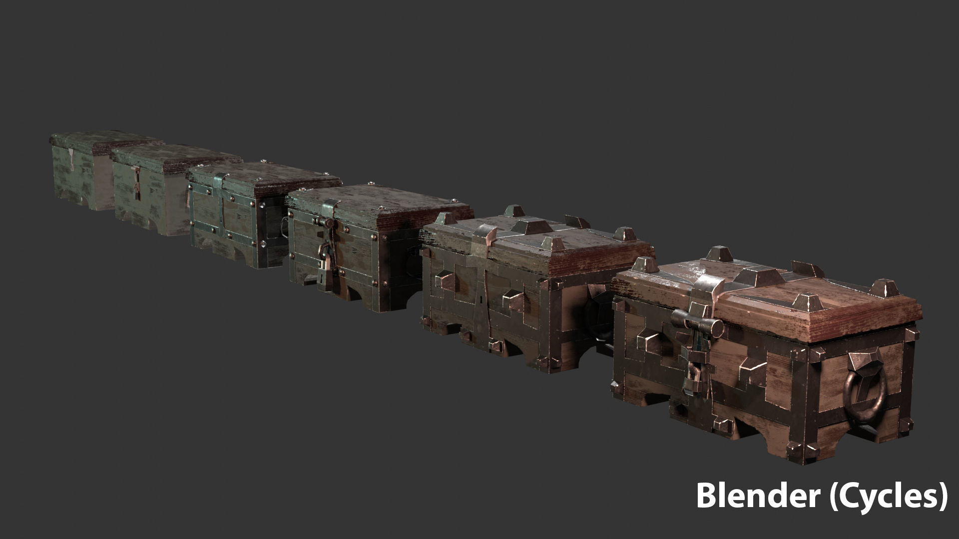 OLD CHESTS KIT Low-poly 3D model_12
