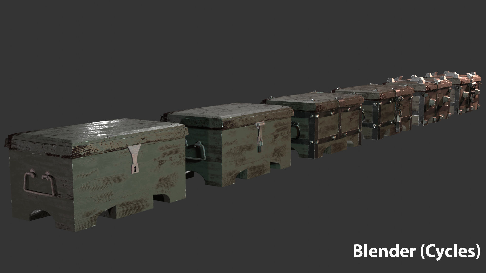 OLD CHESTS KIT Low-poly 3D model_11