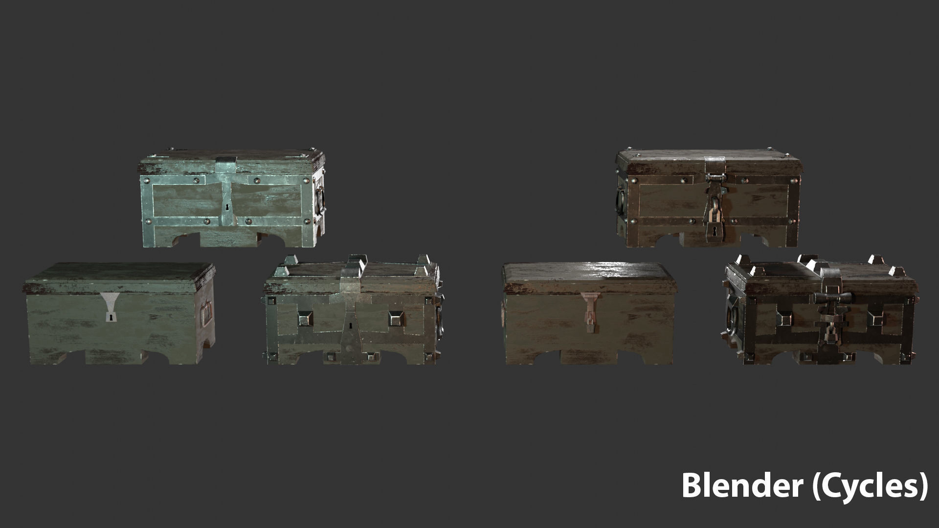 OLD CHESTS KIT Low-poly 3D model_10