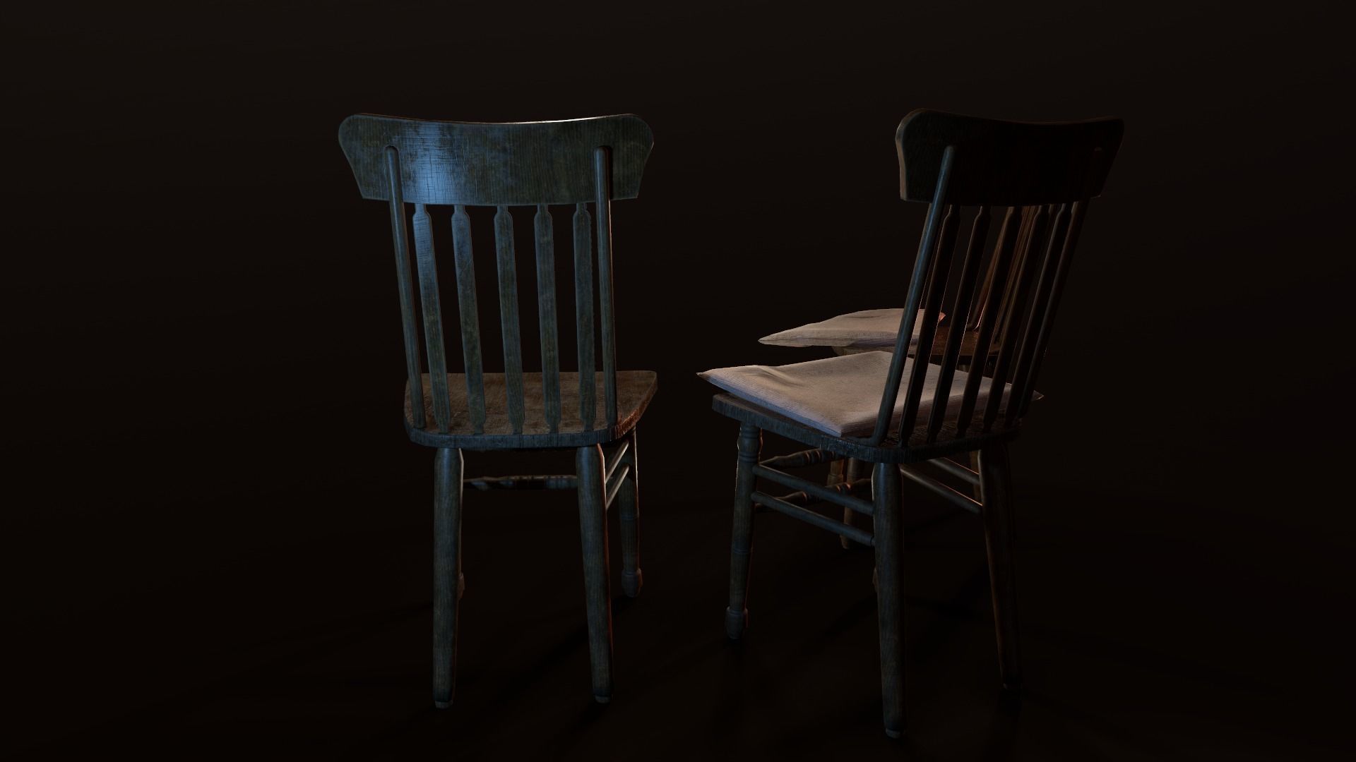 Old Chair Low-poly 3D model_5