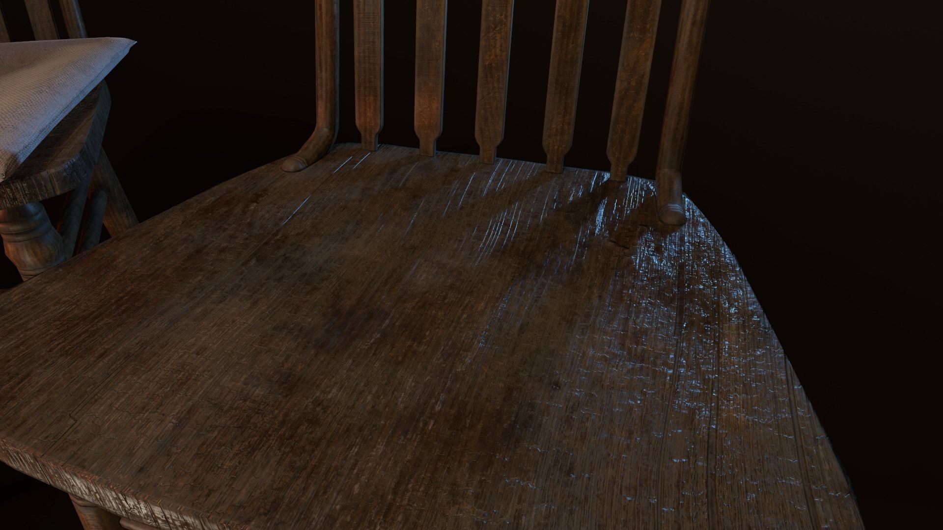 Old Chair Low-poly 3D model_4