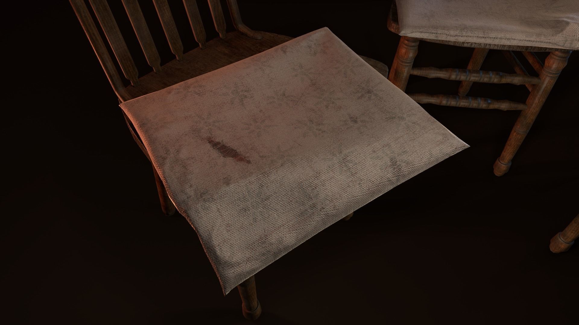 Old Chair Low-poly 3D model_9