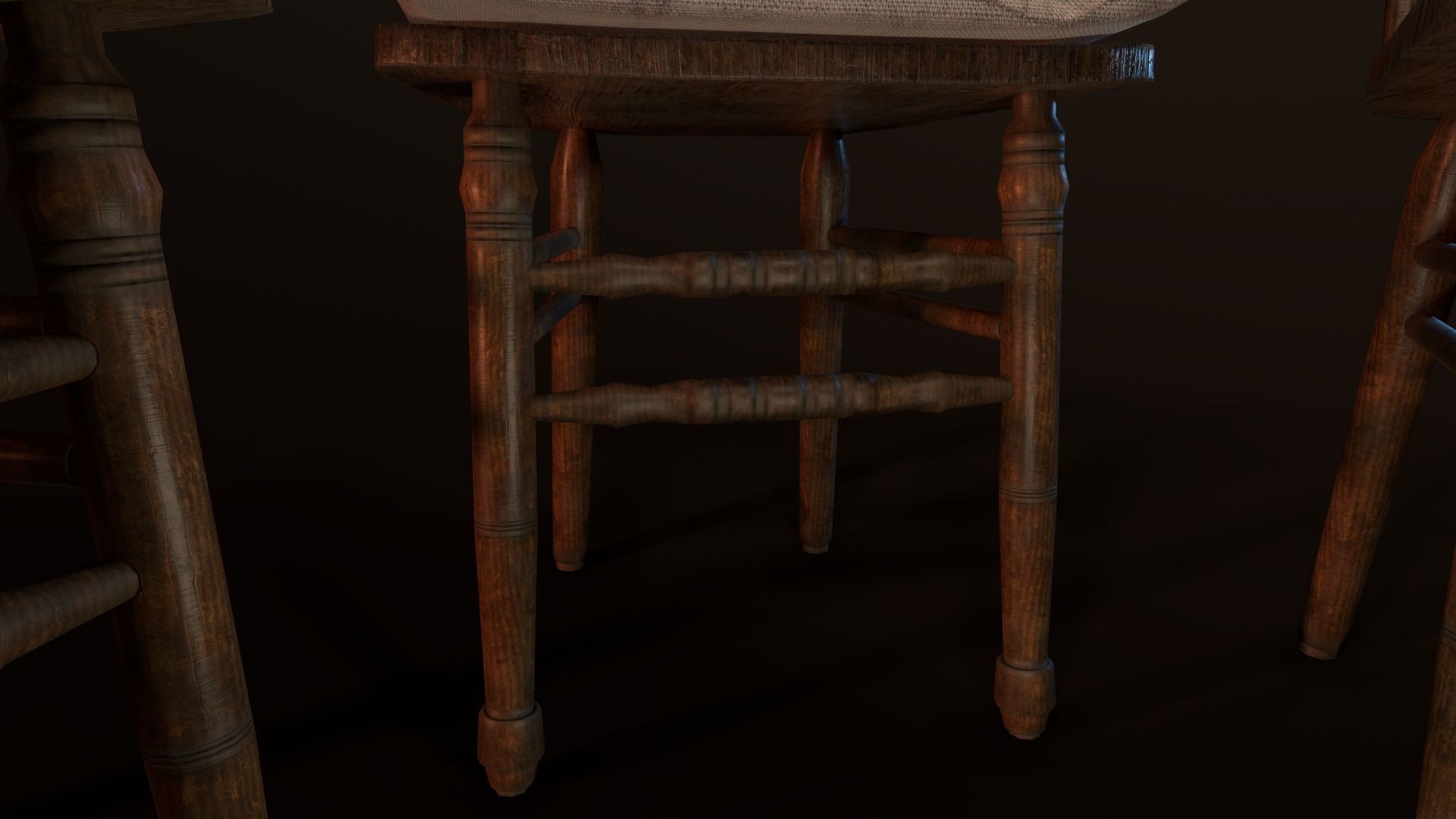 Old Chair Low-poly 3D model_7