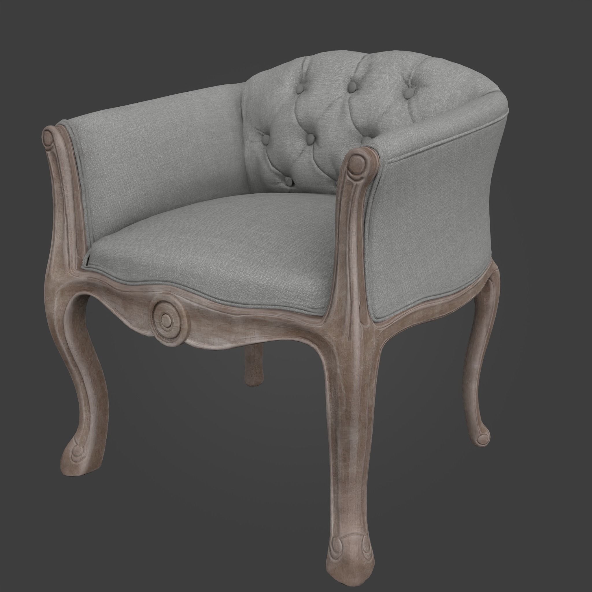 Chair-33 upholstered chair with wooden legs 3D model_9