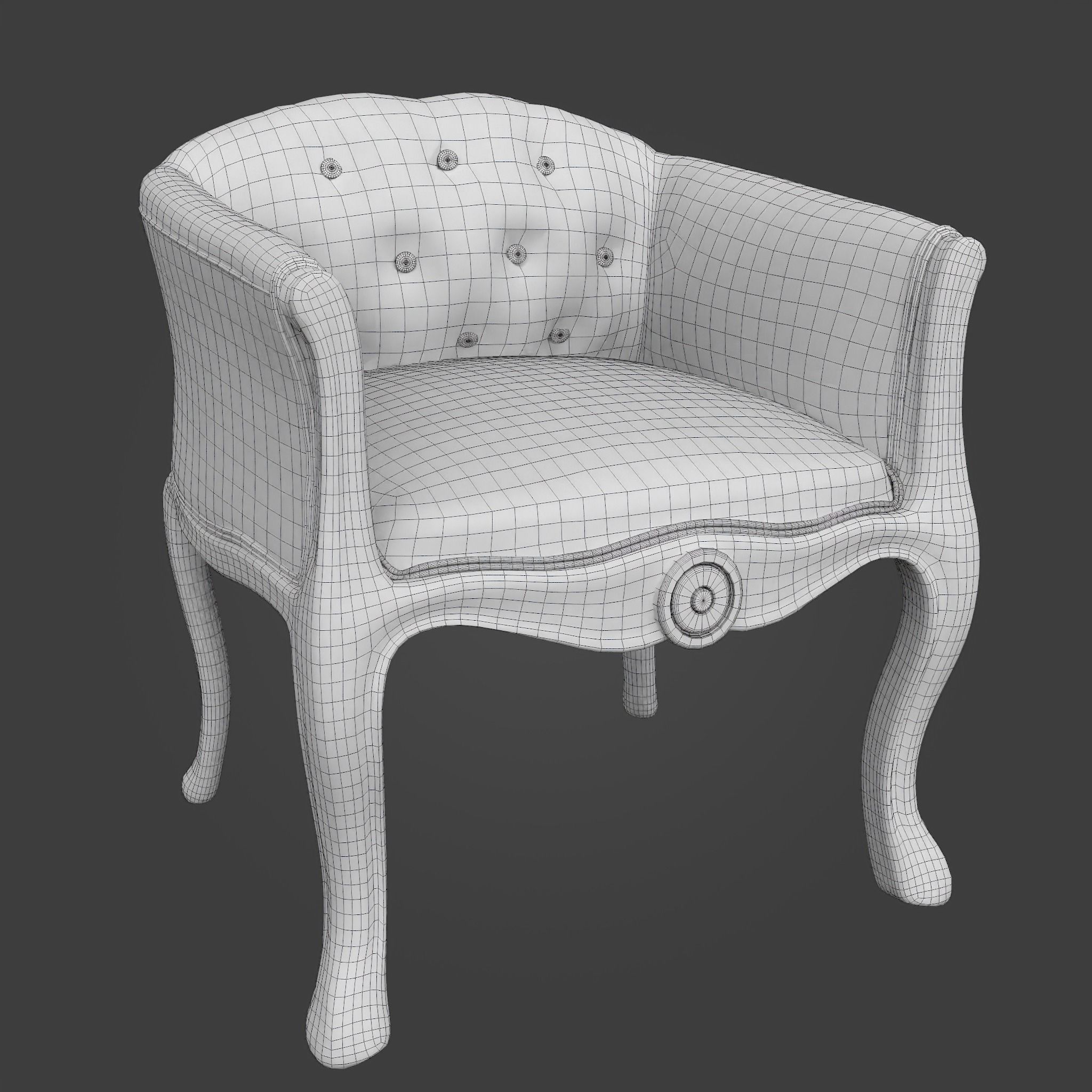 Chair-33 upholstered chair with wooden legs 3D model_2