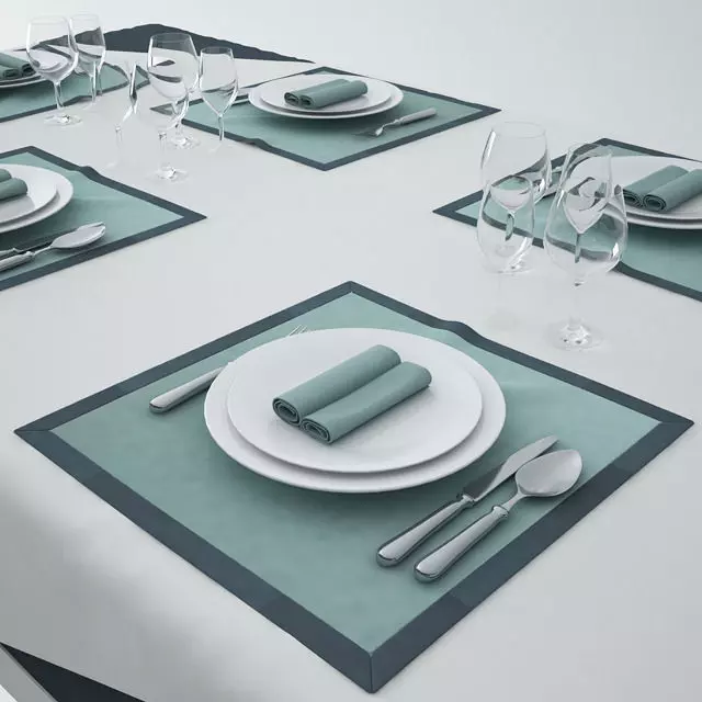 Serving Dinner Table 3D model_0
