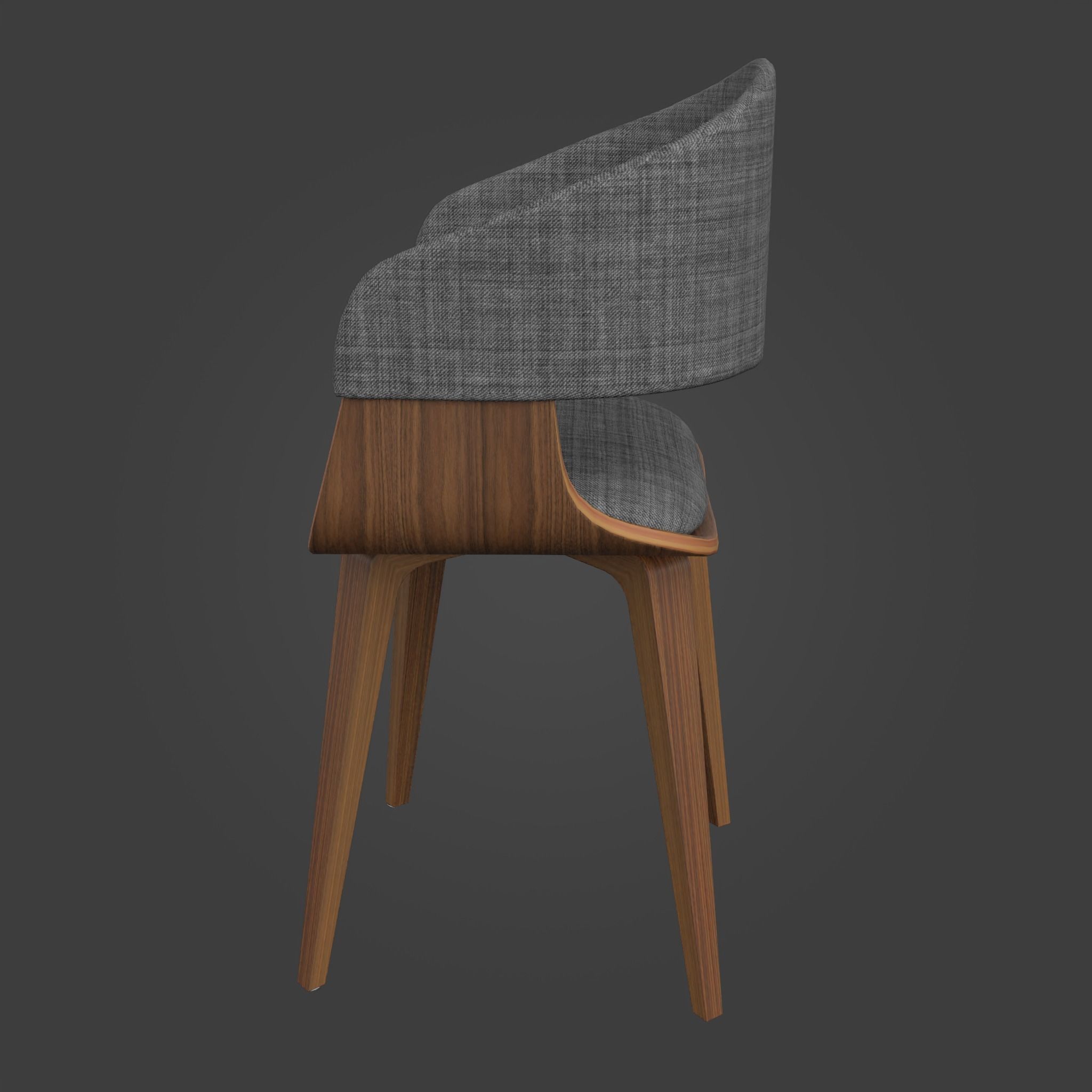 Chair-36 dining chair wood Low-poly 3D model_8