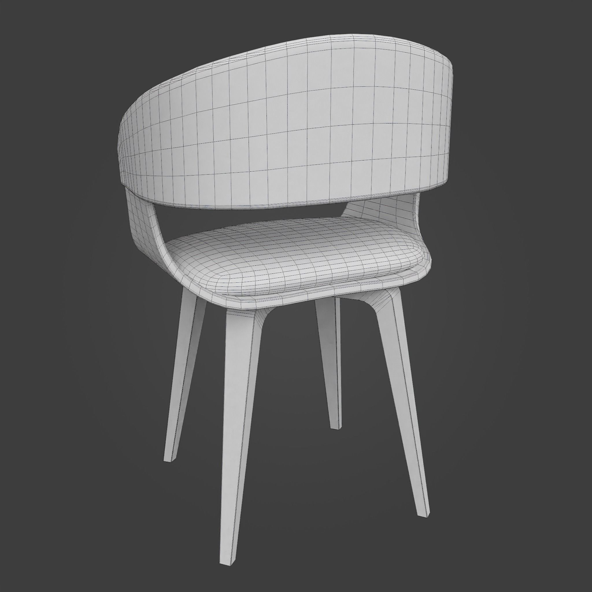 Chair-36 dining chair wood Low-poly 3D model_7