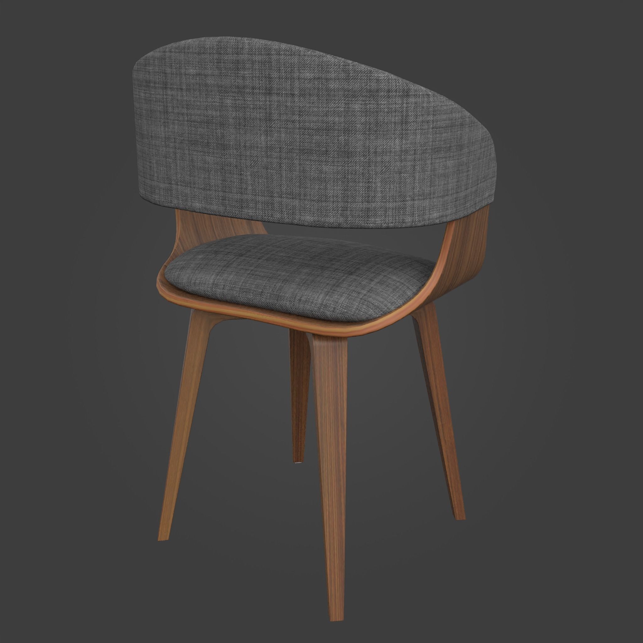 Chair-36 dining chair wood Low-poly 3D model_5