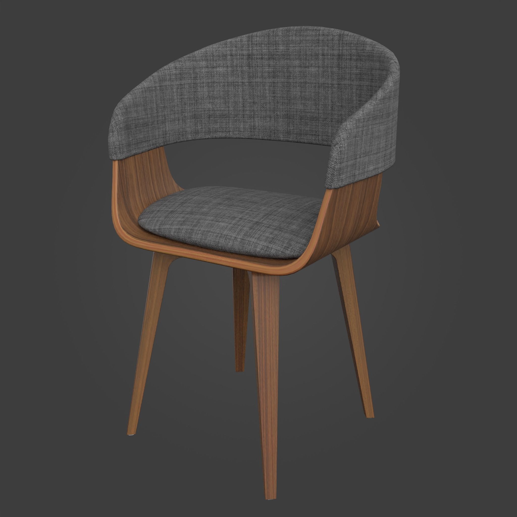 Chair-36 dining chair wood Low-poly 3D model_9