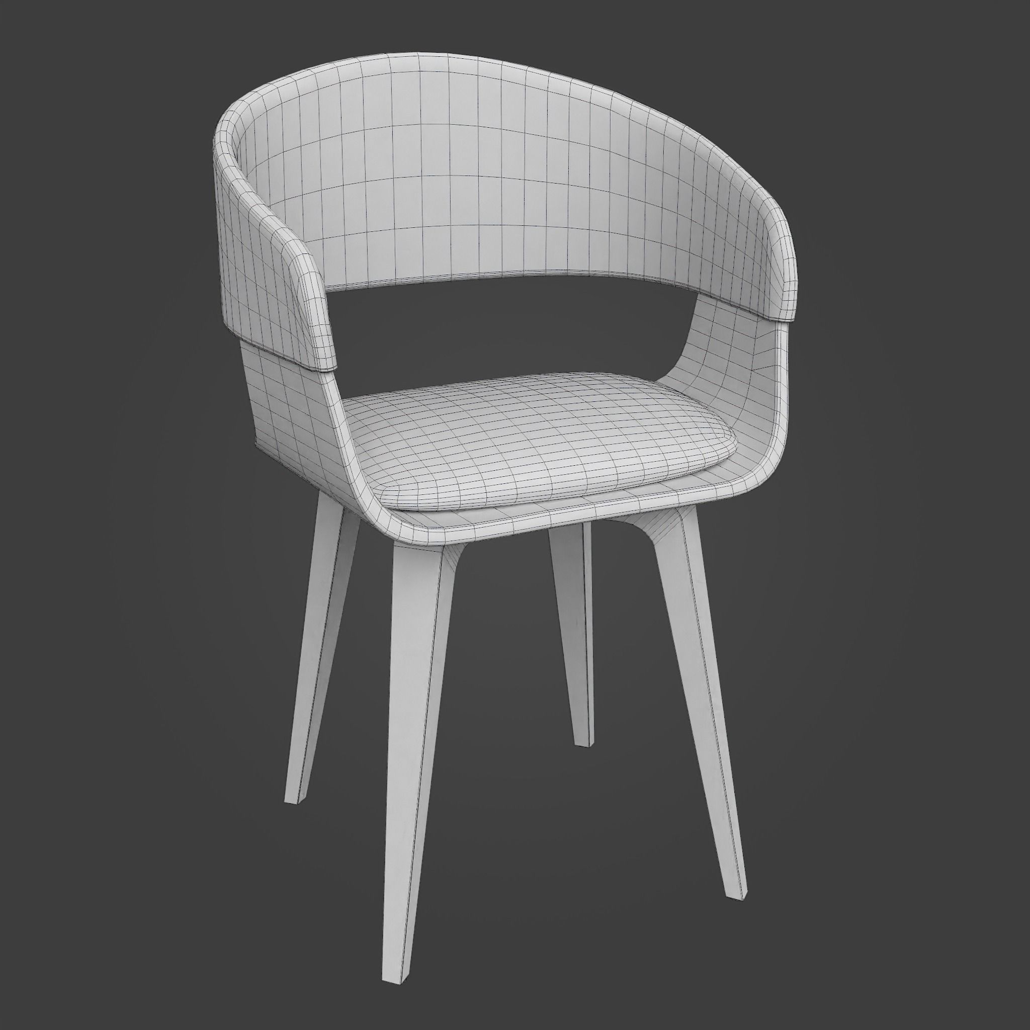 Chair-36 dining chair wood Low-poly 3D model_2