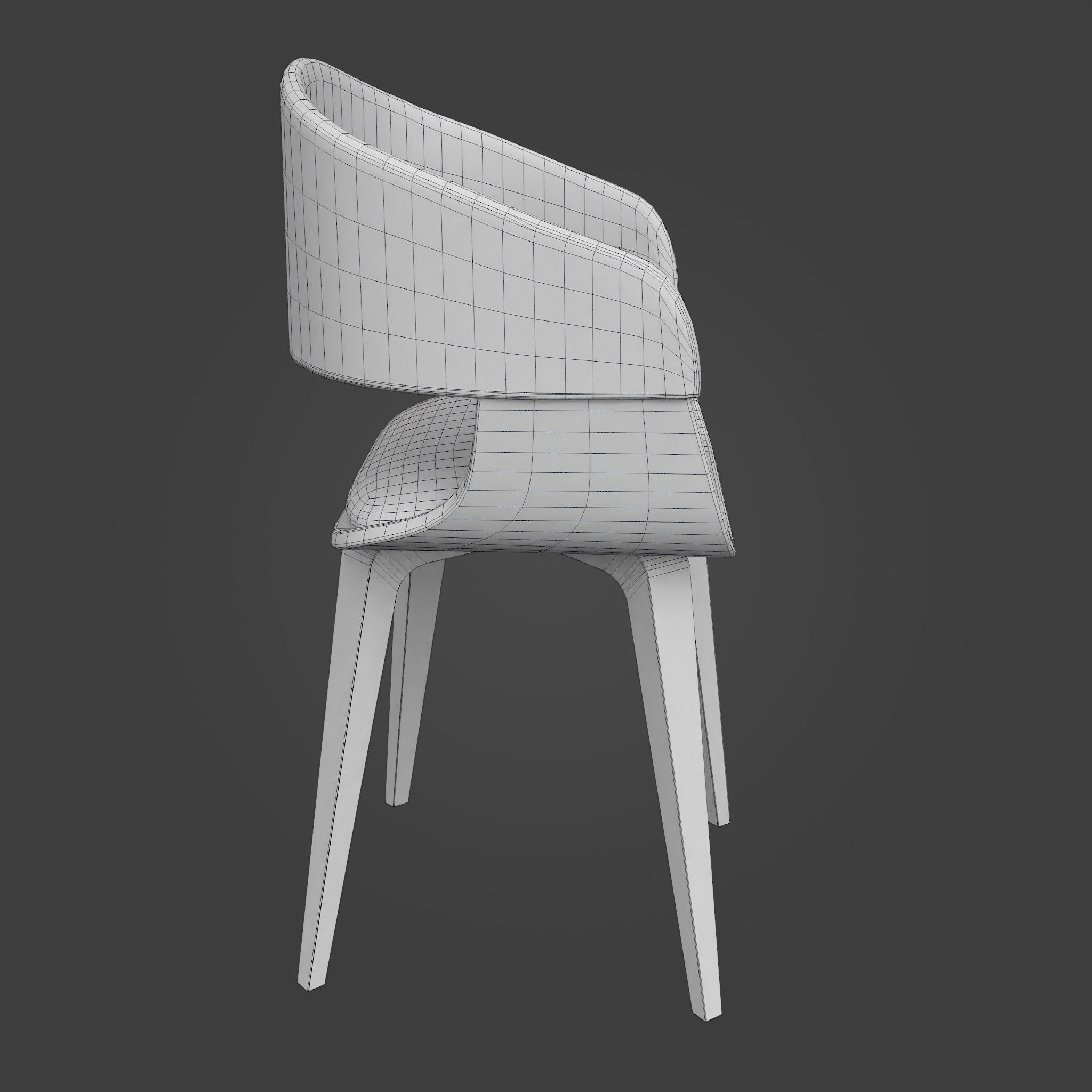 Chair-36 dining chair wood Low-poly 3D model_4