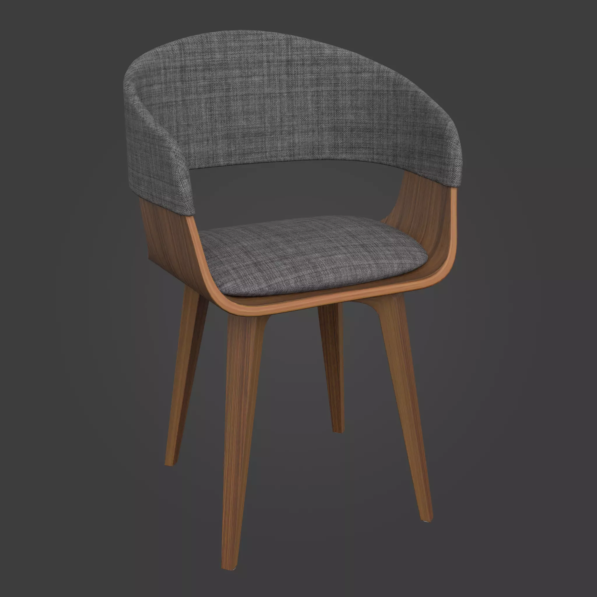 Chair-36 dining chair wood Low-poly 3D model_0