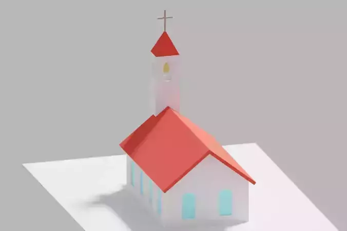 Low Poly Cartoon Simple Church