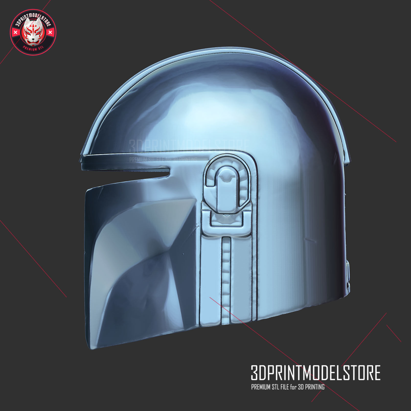 The Mandalorian Star Wars Helmet Cosplay STL File 3D print model_3