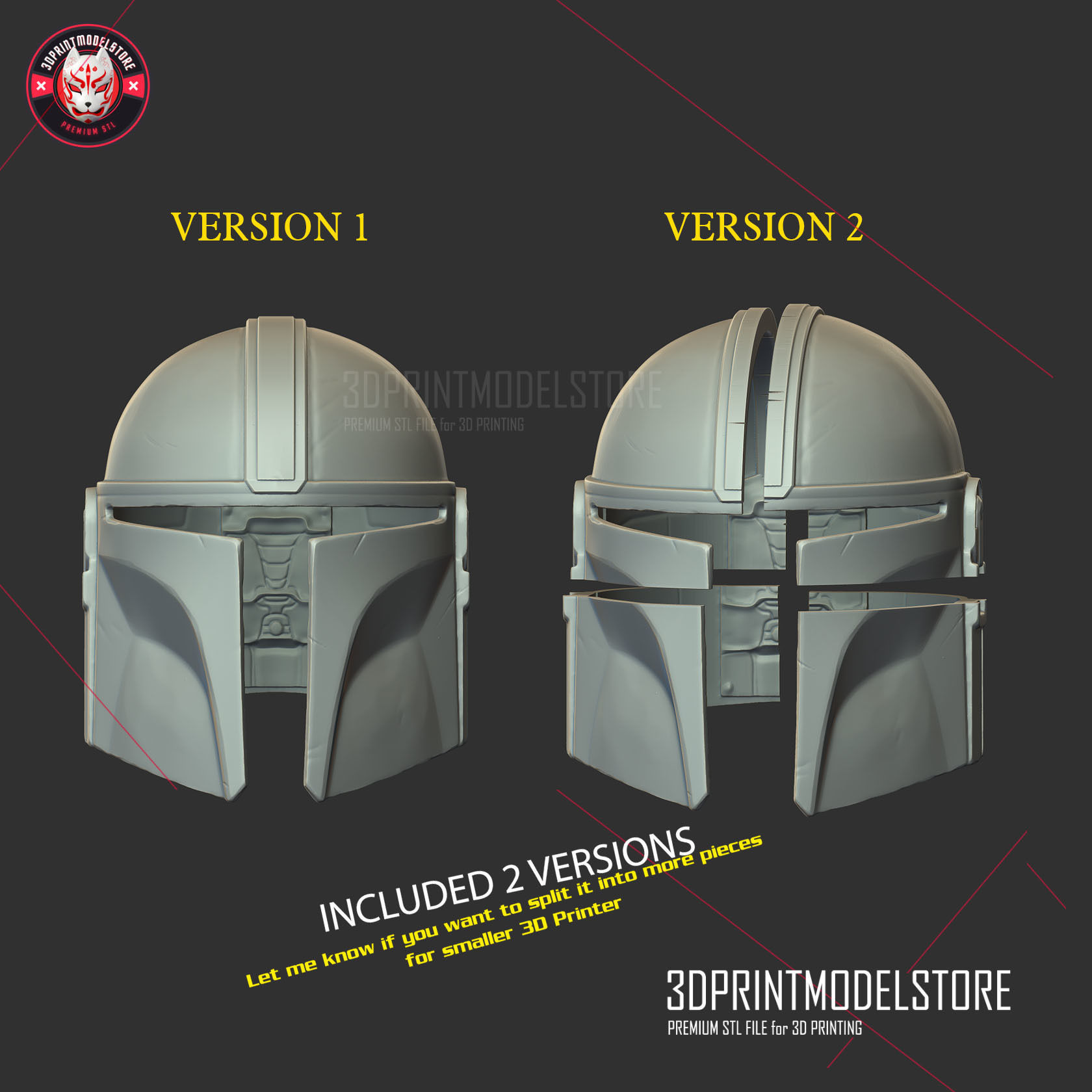 The Mandalorian Star Wars Helmet Cosplay STL File 3D print model_5