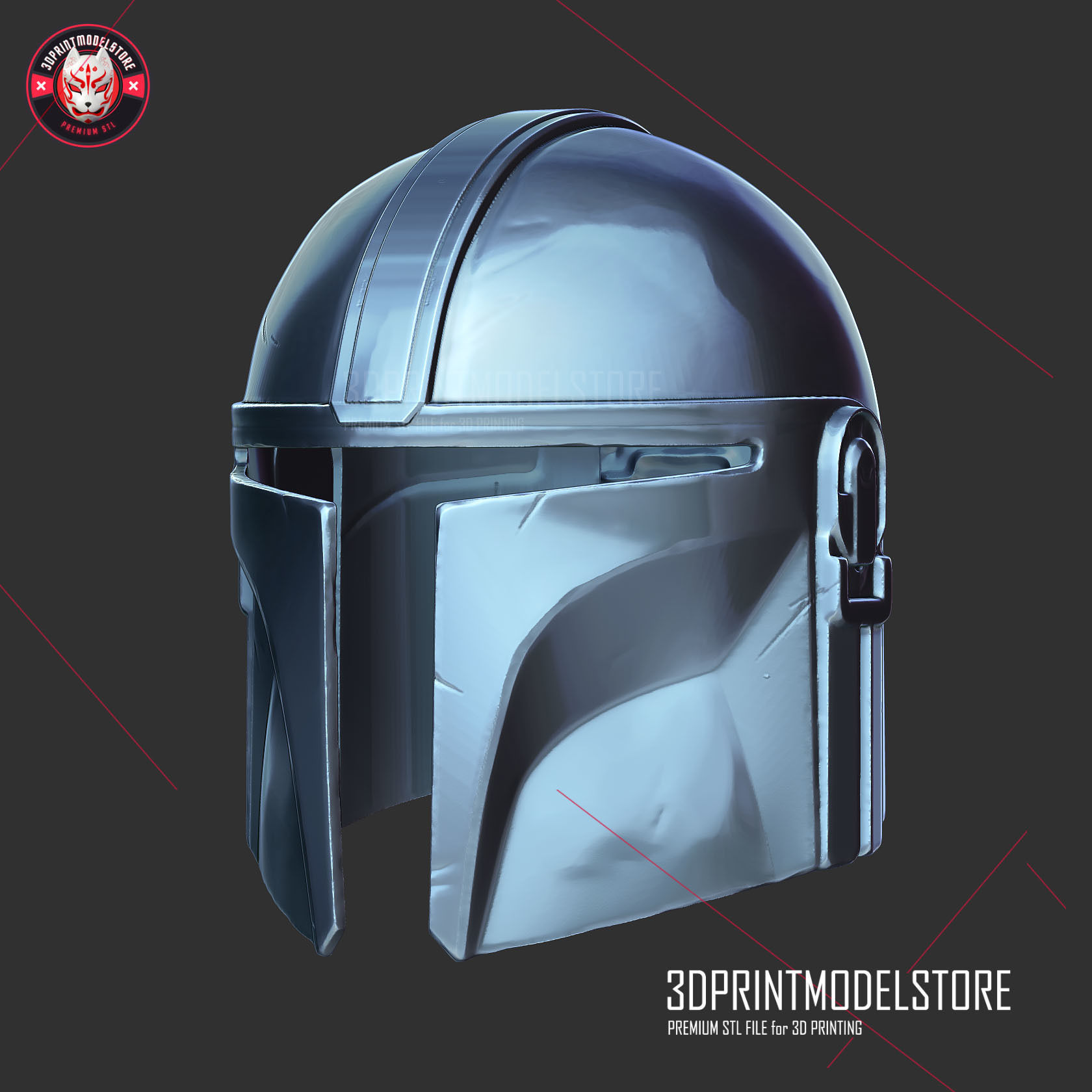 The Mandalorian Star Wars Helmet Cosplay STL File 3D print model_2