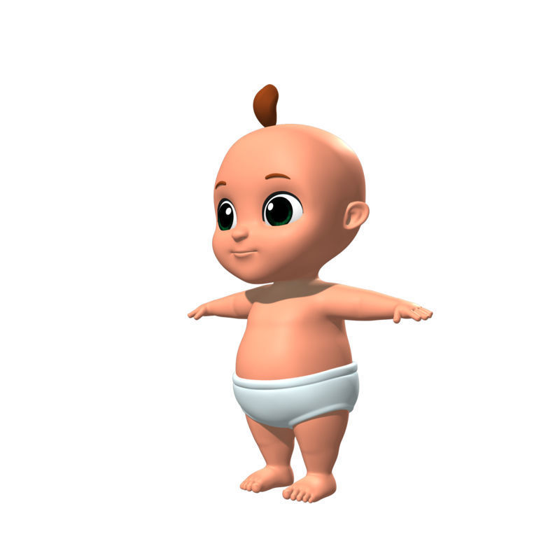 Cartoon Baby 3D model_3