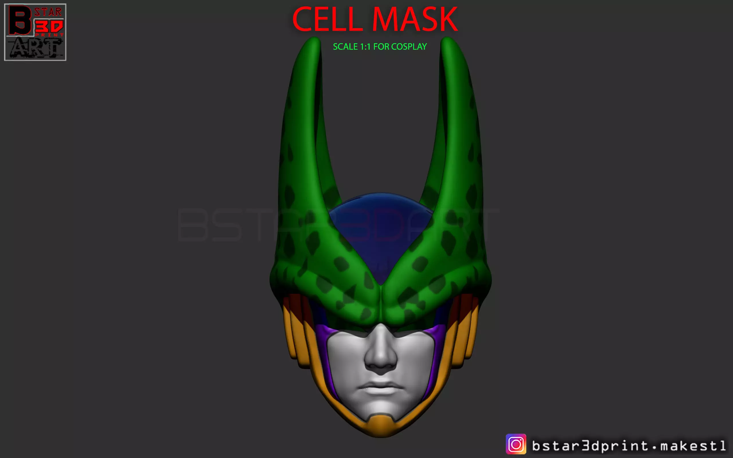CELL Mask -Dragon Ball Z  Cosplay or custom figure 3D print model_0