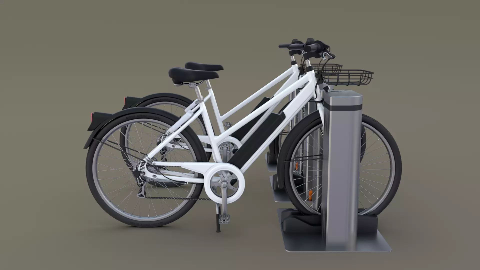 Electric Bicycle and Station 3D model