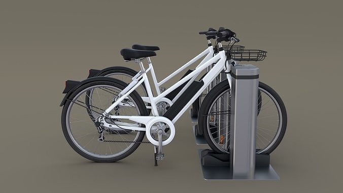 Electric Bicycle and Station 3D model
