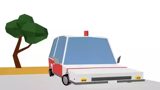 lOW POLY AMBULANCE CAR