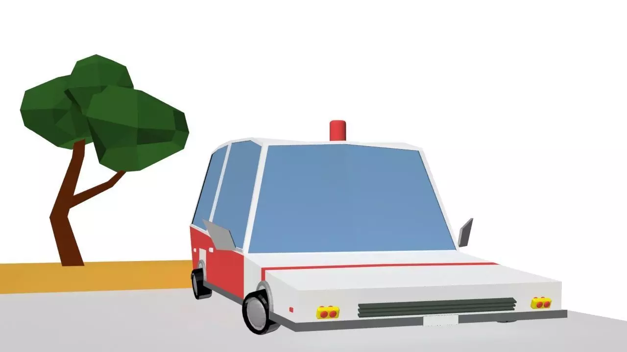 lOW POLY AMBULANCE CAR Low-poly 3D model_0