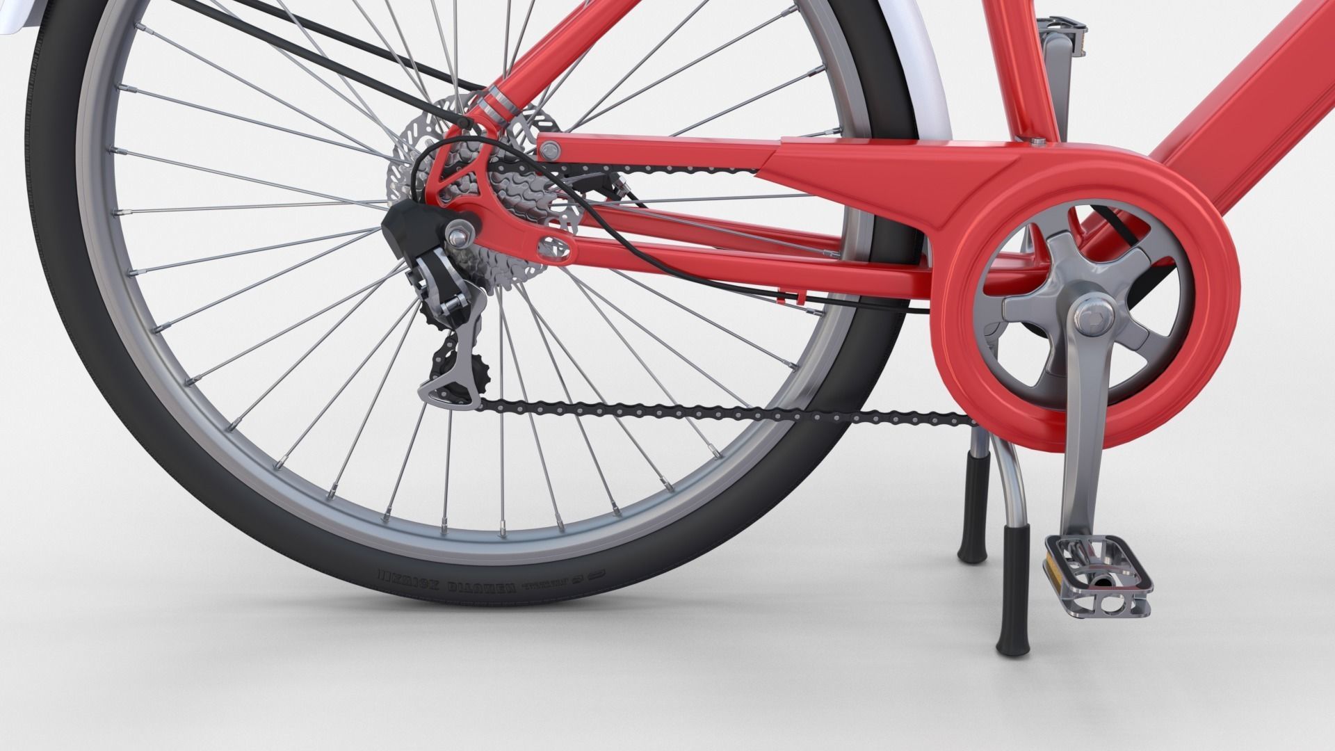 Generic Bicycle Red 3D model_9