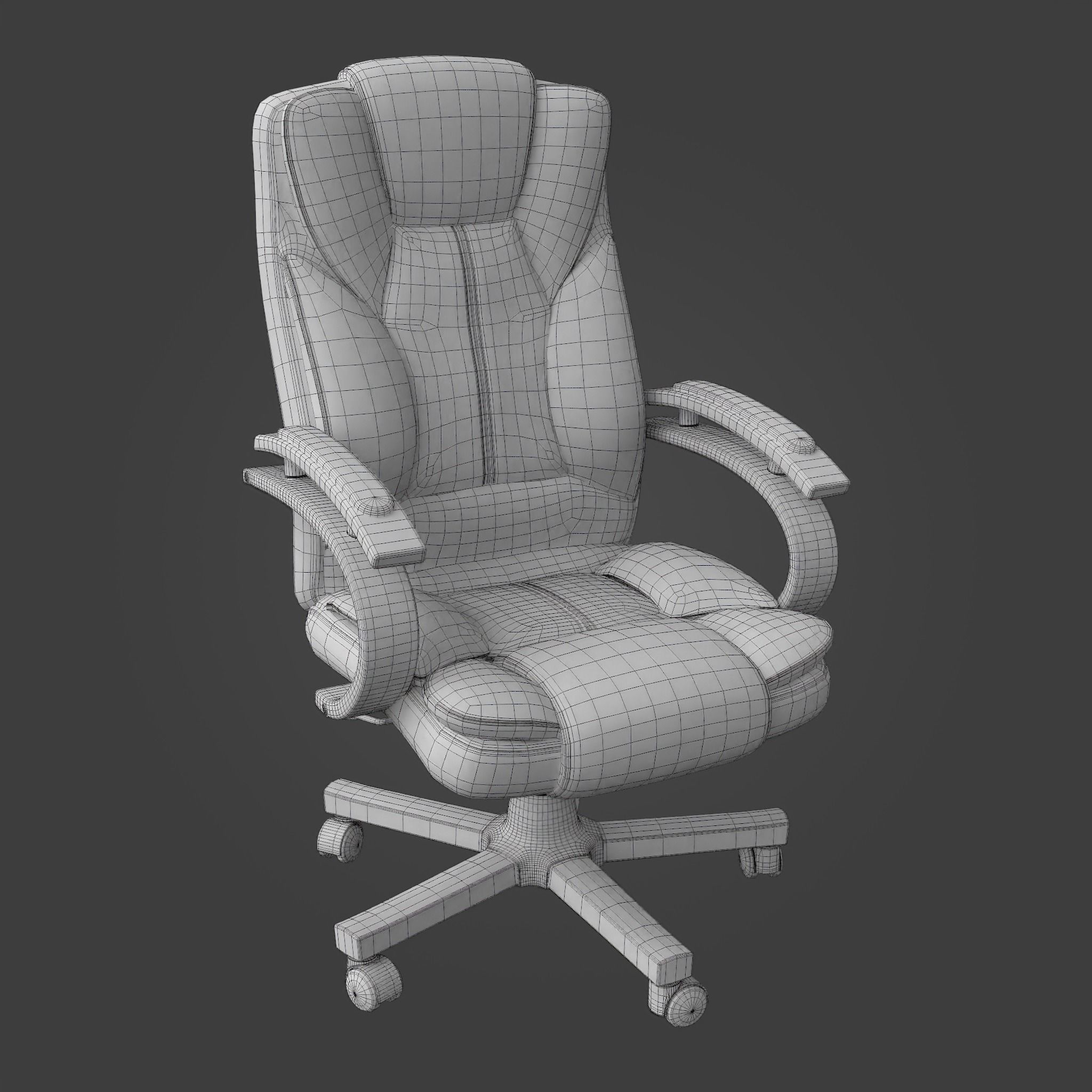 Chair-42 leather office chair Low-poly 3D model_2