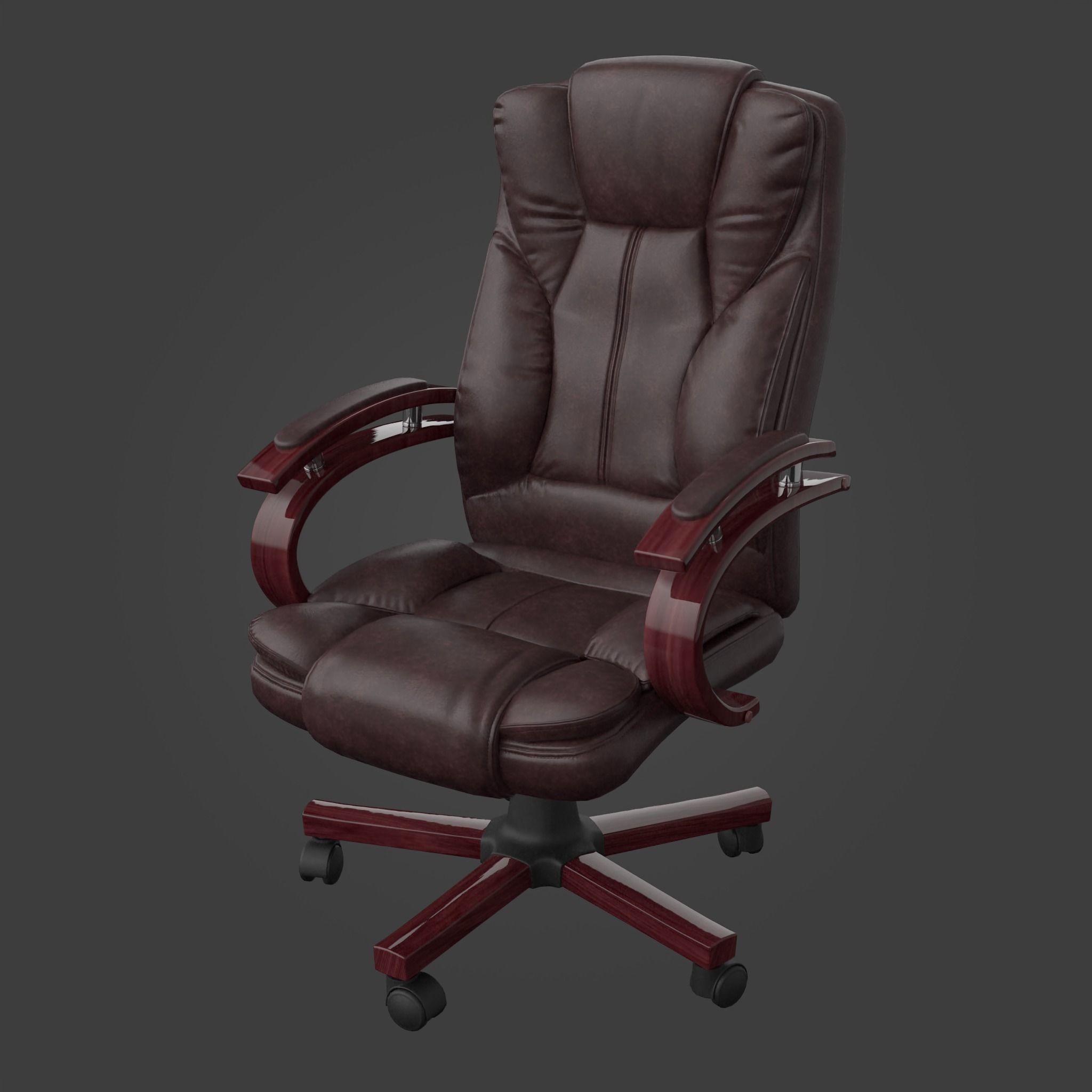 Chair-42 leather office chair Low-poly 3D model_9