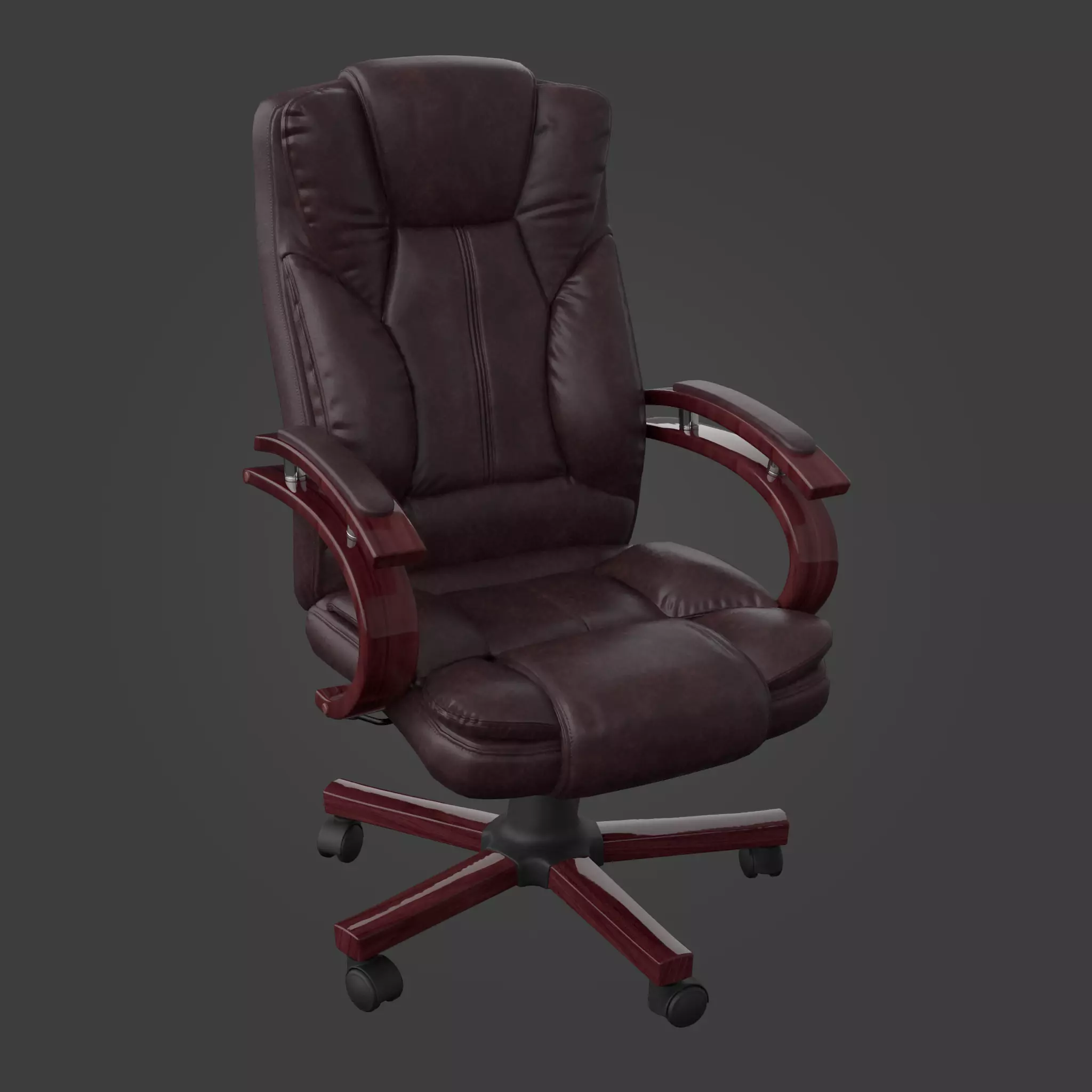 Chair-42 leather office chair Low-poly 3D model_0