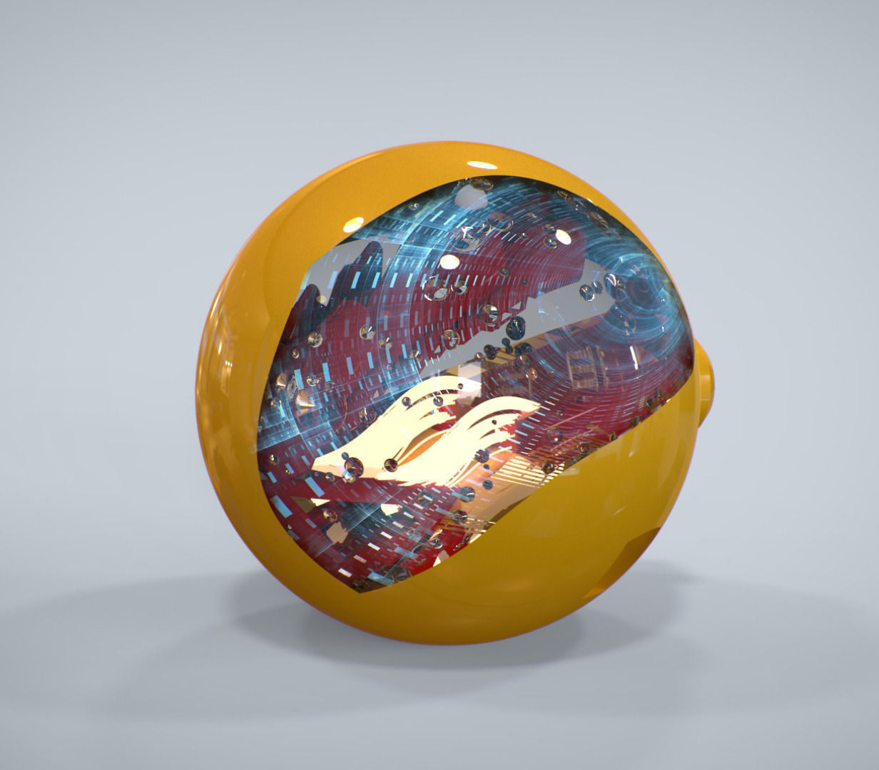 Cycle orange ball with hole in it 3D model_1