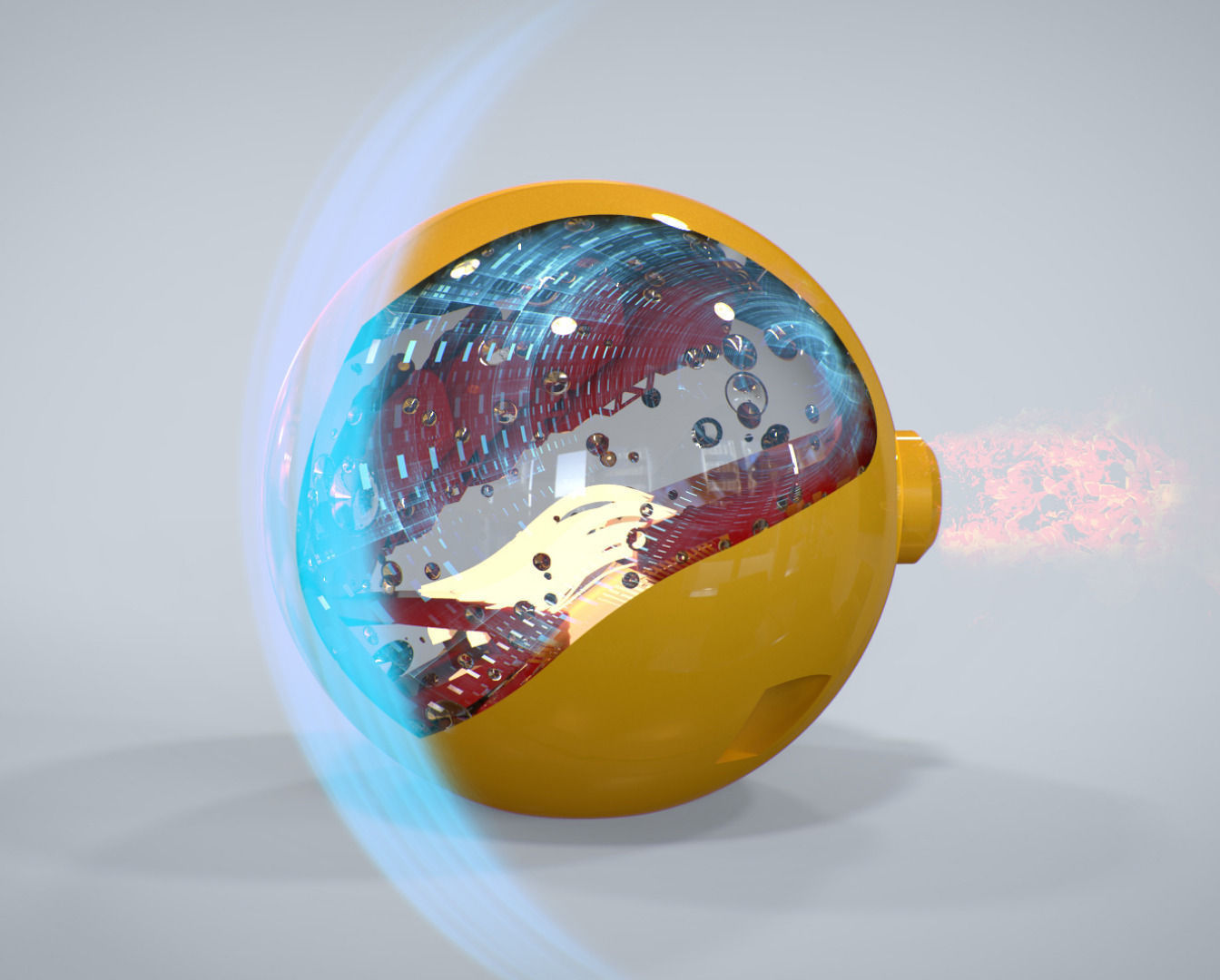 Cycle orange ball with hole in it 3D model_2