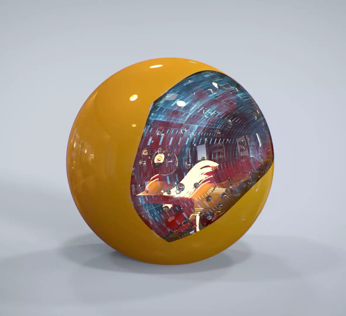 Cycle orange ball with hole in it 3D model_0