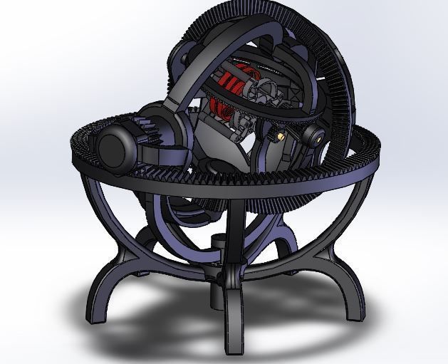 Gyroscope tourbillon - mechanical precision time machine 3D print model_1