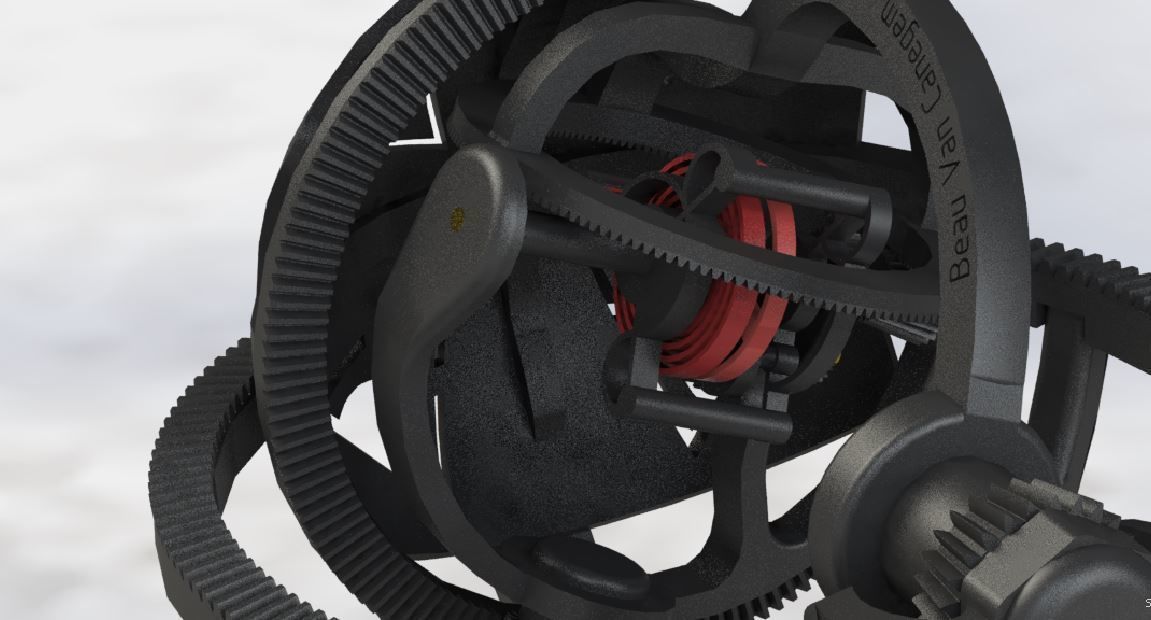 Gyroscope tourbillon - mechanical precision time machine 3D print model_3