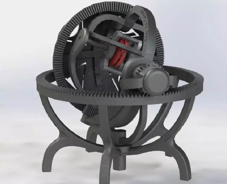 Gyroscope tourbillon - mechanical precision time machine 3D print model_0
