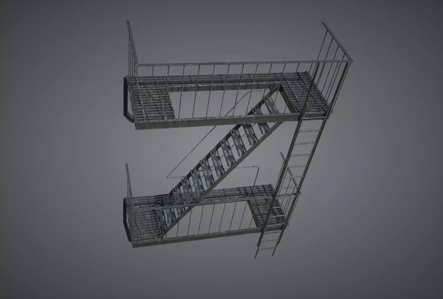 Fire Stairscase Low-poly 3D model